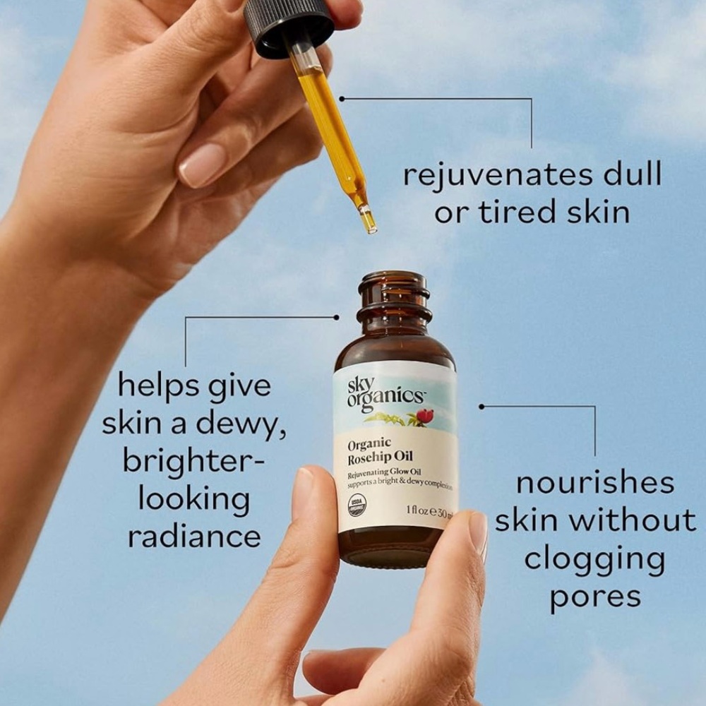 Organic Rosehip Oil - Rejuvenating Glow Oil โ Sky Organics, 1 fl oz - Picture 9 of 15